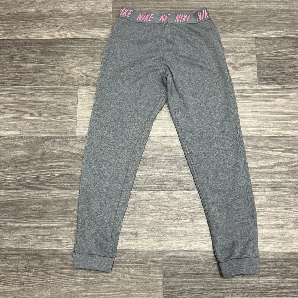 Nike Girls Lightweight Studio Pant Leggings Grey Neon Pink XL 26x28 Yoga Run Gym